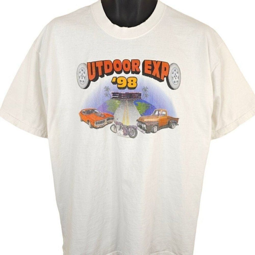 Car Show T Shirt Mens Size XL Vintage 90s Outdoor Expo NHRA Miller Brewing